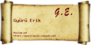 Gyürü Erik névjegykártya